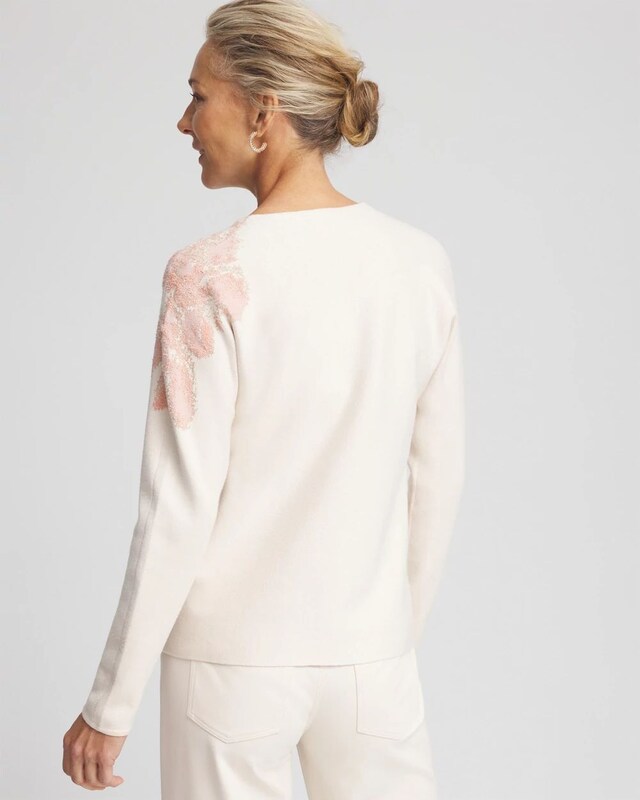 Jacquard Floral Pullover Sweater - image 3